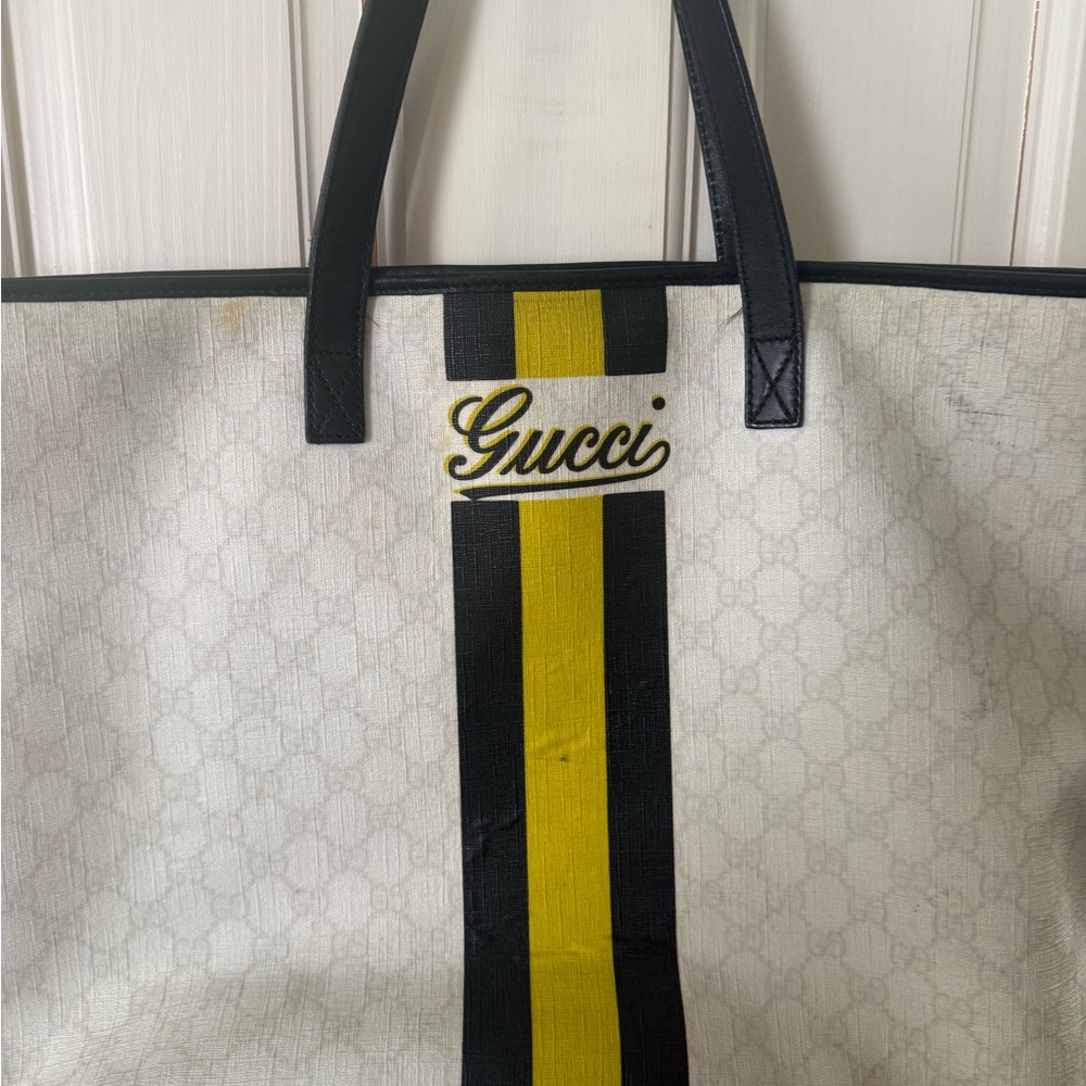 Gucci Tote with Black and Yellow Stripes